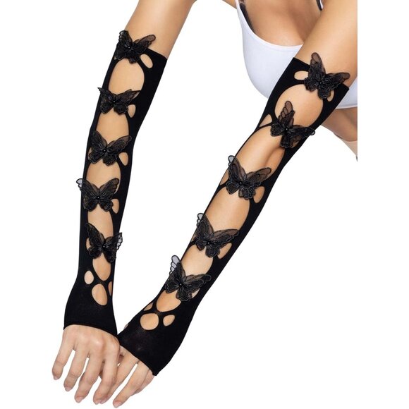 Women's Opaque Polyester Winged Butterfly Arm Warmers Festival Cosplay - Picture 2 of 2